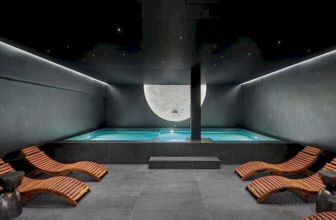 Stretch ceiling in swimming pool and SPA zone in UK